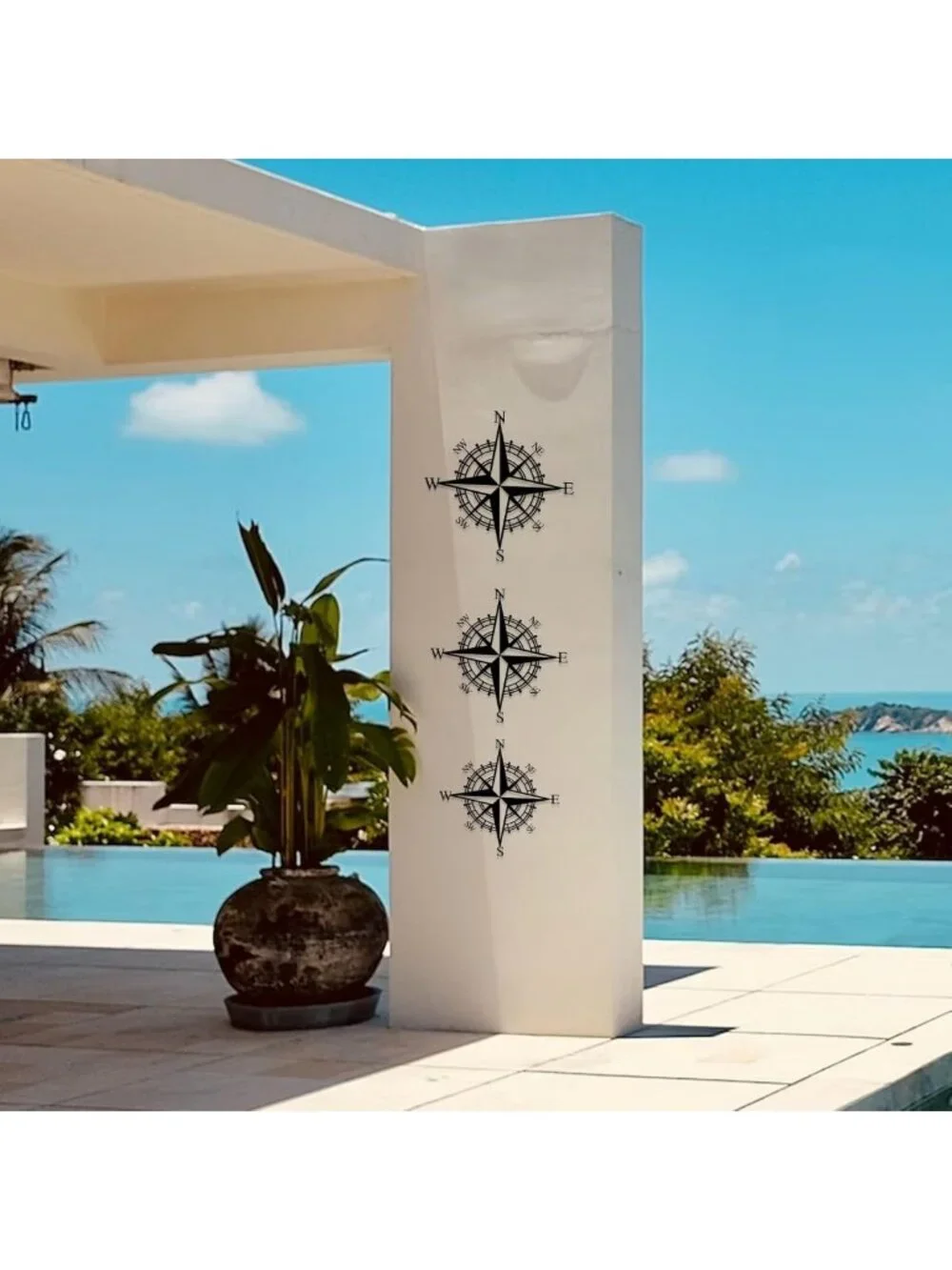 Nautical Compass Black Metal Wall Art | Beach Theme Home Decor Accent